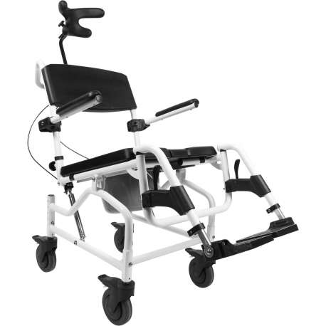 Kąpielowo-toaletowy wózek inwalidzki z odchylanym siedziskiem i zagłówkiem Mobilex