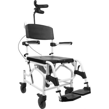 Kąpielowo-toaletowy wózek inwalidzki z odchylanym siedziskiem i zagłówkiem Mobilex