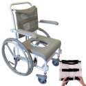 Wózek toaletowy M2 samobieżny z ramą do pchania, wysokim oparciem z siatki oraz siedzeniem standardowym BOXED 310612-B HMN