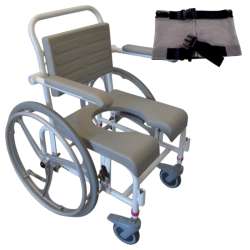 Wózek toaletowy M2 samobieżny z ramą do pchania, oparciem z siatki oraz siedzeniem w kształcie podkowy BOXED 310646-B HMN